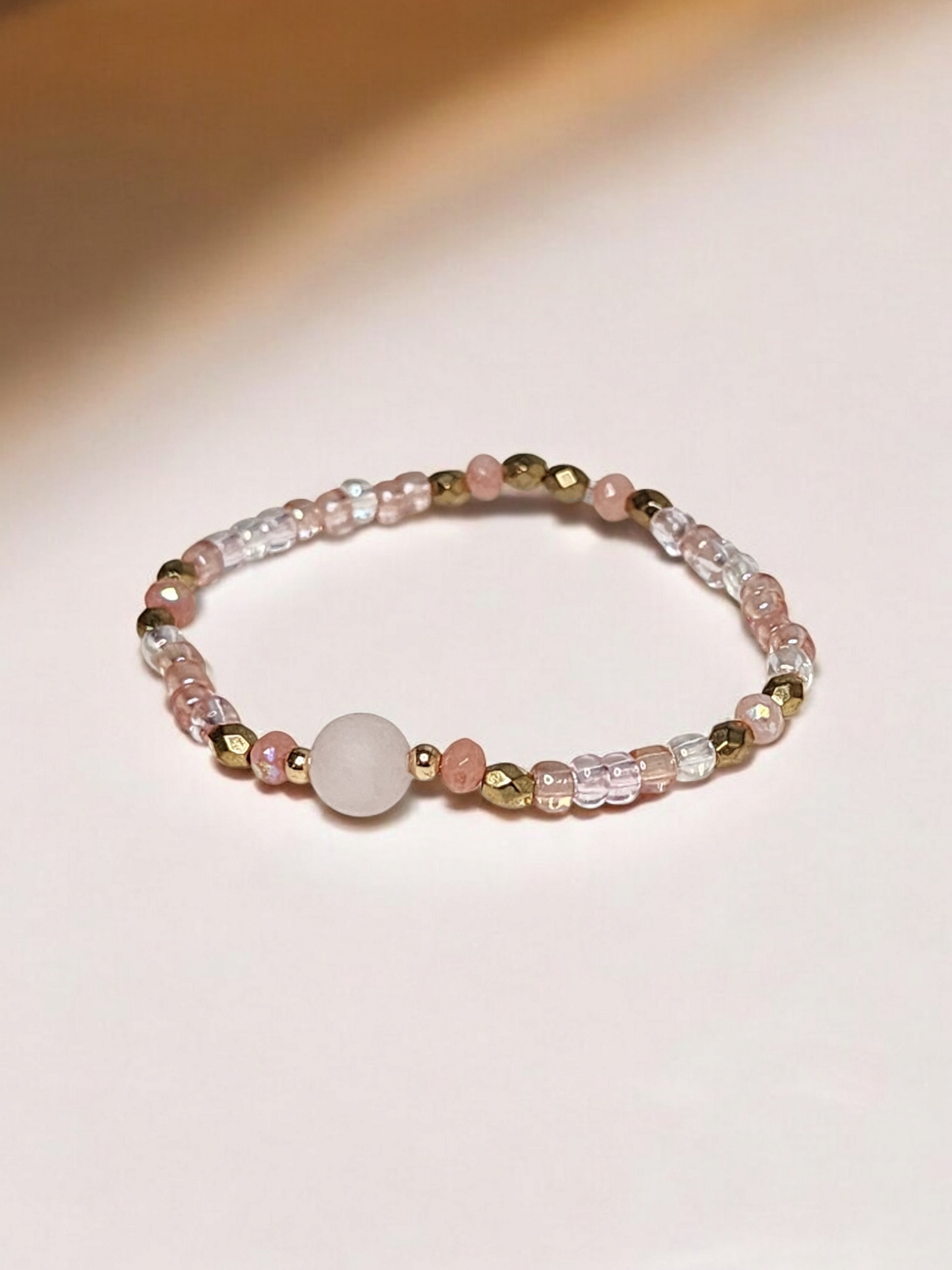 Pink Rose Quartz Beaded Bracelet